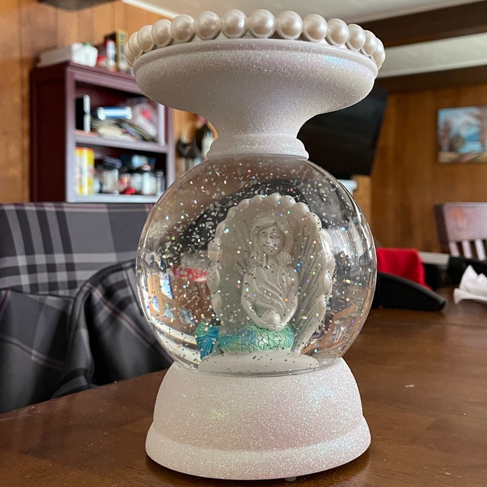 NWT Bath & Body Works WATER GLOBE MERMAID 3-Wick Candle Holder